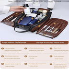 Travel Toiletry bag for men PU Triple-layer Double Zipper Toiletry Bags - Image 4