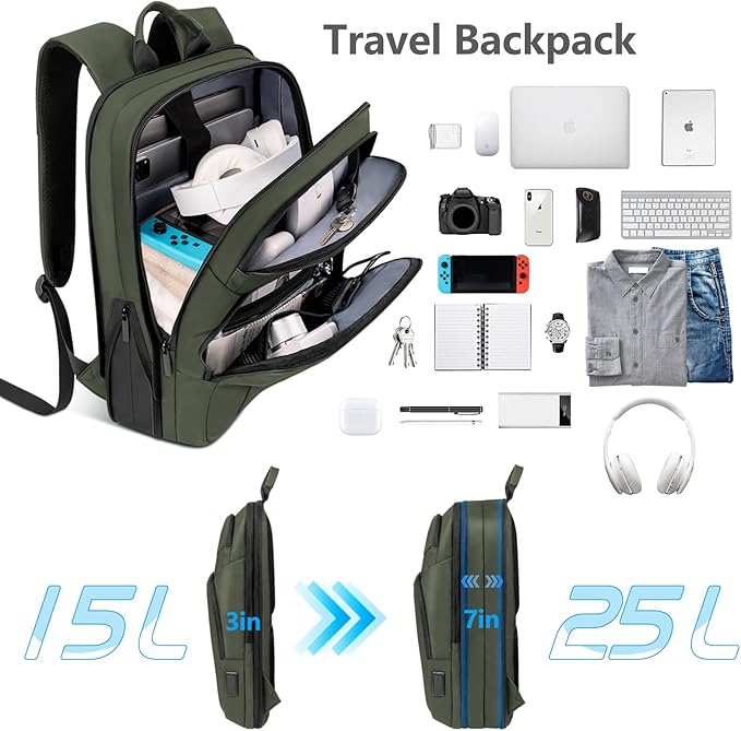Backpack for Men Slim & Expandable Travel Laptop Backpack - Image 3