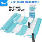 Sfee 2 in 1 Microfiber Oversized Beach Towel, Quick Dry Towel Travel Towel - Image 7