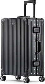 Metal All Aluminum Carry-on Luggage TSA Customs Lock Zipperless Silent Rotary by XZSP+AISU