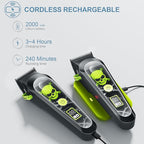 WMARK High Speed Professional Hair Clipper for Men Professional Cordless&Corded Hair Clippers with LCD Display 6 Guide Combs *1comb,Mens Gift-NG-130 (Green)