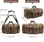 Wildroad 60L Travel Duffel Bag, Expandable Canvas Genuine Leather Duffle Bag - Image 7