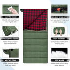 0 Degree Sleeping Bag Cotton Flannel Winter Cold Weather - Image 4