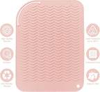 12" X 9" Large Heat Resistant Silicone Mat for Hair Styling Tools, Curling Iron Mat, Flat Iron Holder, Hair Straightener Pad, Makeup Mat, Hot Tools Mat for Travel Vanity Salon - Blush Pink