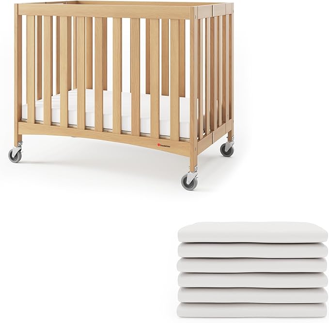 Foundations Compact Travel Sleeper Folding Hotel Crib and Sheet Bundle by FoundationsChildrensProducts