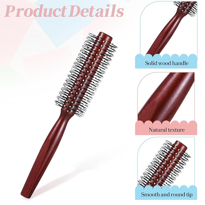 Small Round Brush for Short Hair, Round Brush for Blow Drying Styling Curling Heat Resistant Nylon Spherical Comb Teeth Styling Brushes Portable Travel Size Circular Hairbrush for Women and Men