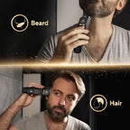 Men's Beard Trimmer - All-in-One Trimmer with Precision Dial - Premium Facial Hair Groomer - Adjustable 20 Length Setting, USB Recharge Dock, Cordless Waterproof Wet/Dry Clipper