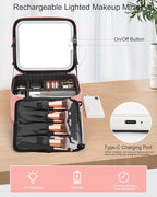 Relavel Makeup Bag with Light Up Mirror, Makeup Case Travel Cosmetic Bags Brush - Image 9