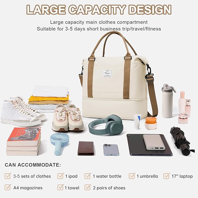 Travel Duffel Bag, Sports Tote Gym Bag, Shoulder Weekender Overnight Bag - Image 4