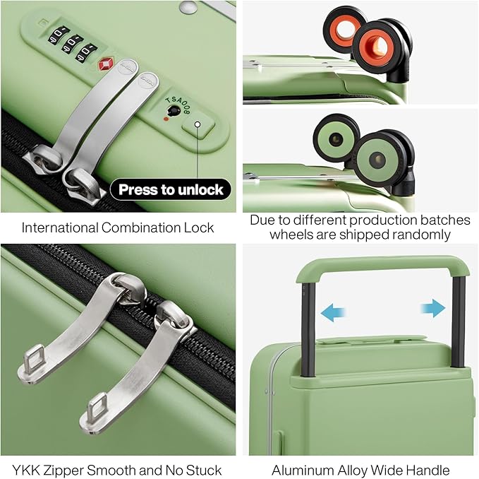 mixi Carry On Luggage Wide Handle Luxury Design Rolling Travel Suitcase PC - Image 4