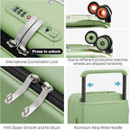 mixi Carry On Luggage Wide Handle Luxury Design Rolling Travel Suitcase PC - Image 4