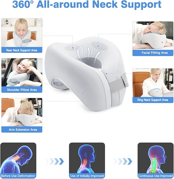 2 in 1 Neck Pillow Airplane, Ergonomic Memory Foam Travel Neck Pillow, Travel - Image 4