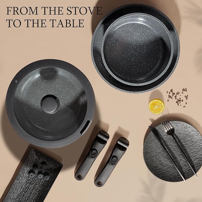 GiPP Ceramic Non Stick Frying Pans Set Removable Handle, Dishwasher & Oven Safe - Image 9