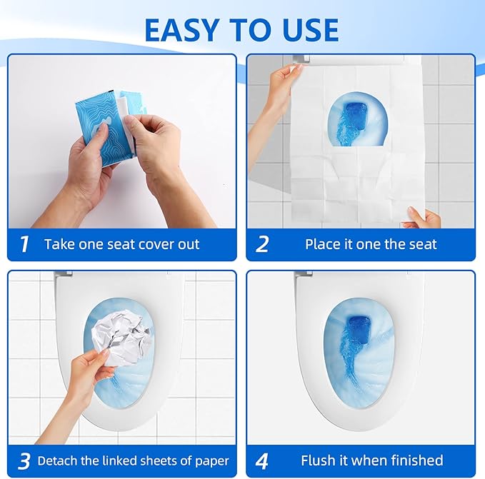 Toilet Seat Covers, XL Flushable and Biodegradable Paper Cover Disposable - Image 6