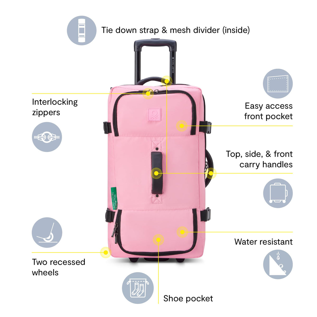 Now! Two Wheeled Rolling Duffle Bag (Checked Luggage 24 Inch / Light Blue)