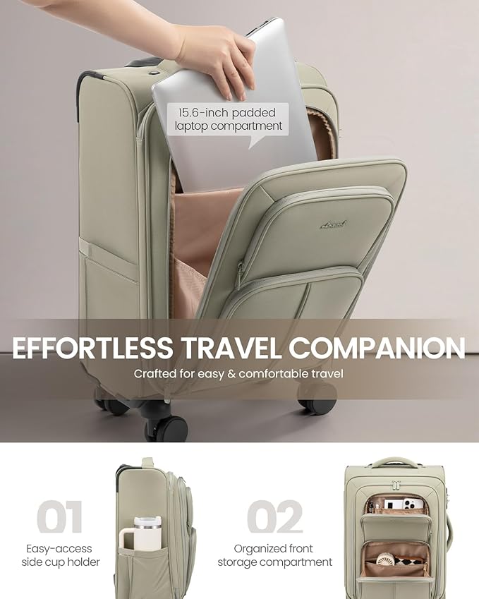 LOVEVOOK Carry On Luggage 22x14x9 Airline Approved, 22 Inch Softside Suitcases - Image 5
