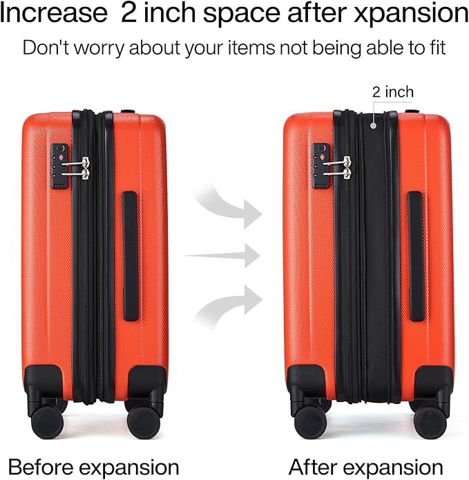 Hanke Expandable Hard Shell Luggage Sets 2 piece Carry on Luggage - Image 3