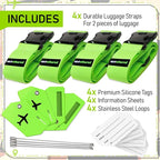 Untethered Ultimate Travel Set: 4 Premium Luggage Straps and 4 Silicone Tags - Image 3