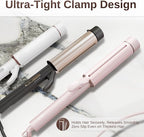 1.5 Inch Extra Large Curling Wand for Long Hair - Ceramic Tourmaline Barrel with 40000000 Negative Ions, Defined Curls and Easy to Use with Temperature Control for All Hair Types