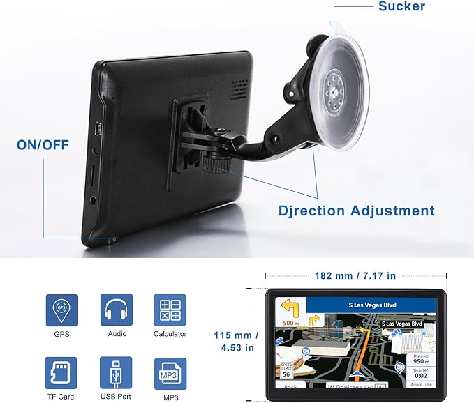 GPS Navigator for Car Truck RV, Latest 2025 Map, 7 inch Touch Screen Real Voice - Image 2
