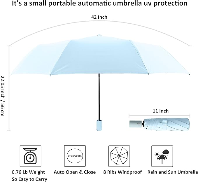 BAODINI Small UV Protection Travel Umbrella Compact - Image 6