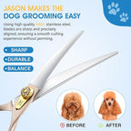 JASON 7.5" Dog Grooming Scissors - Professional Curved Shear with Ergonomic Handle Japanese 440C Stainless Steel Pet Scissor with Diamond Screw for Dogs, Cats and Other Animals Christmas Gift