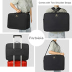 Relavel Extra Large Makeup Case and Clear Makeup Bag, Travel Cosmetic Train Case Professional Makeup Artist Bag with Adjustable Dividers and Shoulder Strap, Portable Nail Organizer Box (Black)