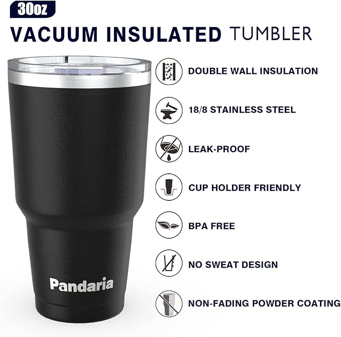 30 oz Travel Coffee Tumbler Cup, Double Wall Stainless Steel Reusable Spill - Image 5