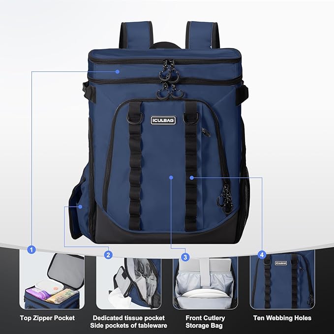 Beach Cooler Backpack for Men 36cans Insulated Backpack Cooler Lunch Bag for - Image 4