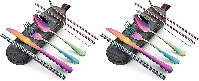 DEVICO Portable Utensils, Travel Camping Cutlery Set, 8-Piece including Knife by DEVICO