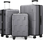 SHOWKOO Luggage Sets 3 Piece Hardside Expandable Lightweight PC Suitcase Sets by SHOWKOO