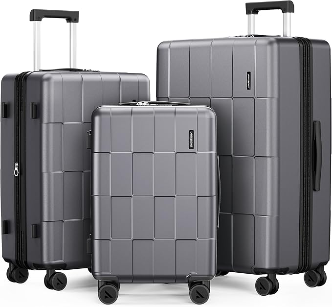 SHOWKOO Luggage Sets 3 Piece Hardside Expandable Lightweight PC Suitcase Sets by SHOWKOO