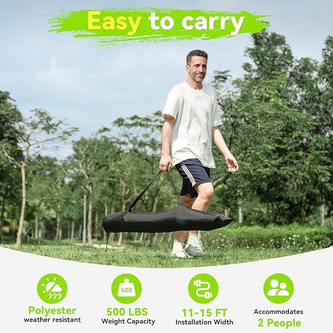 Double Hammock for 2 Person, Handwoven Cotton Rope Hammock - Image 5