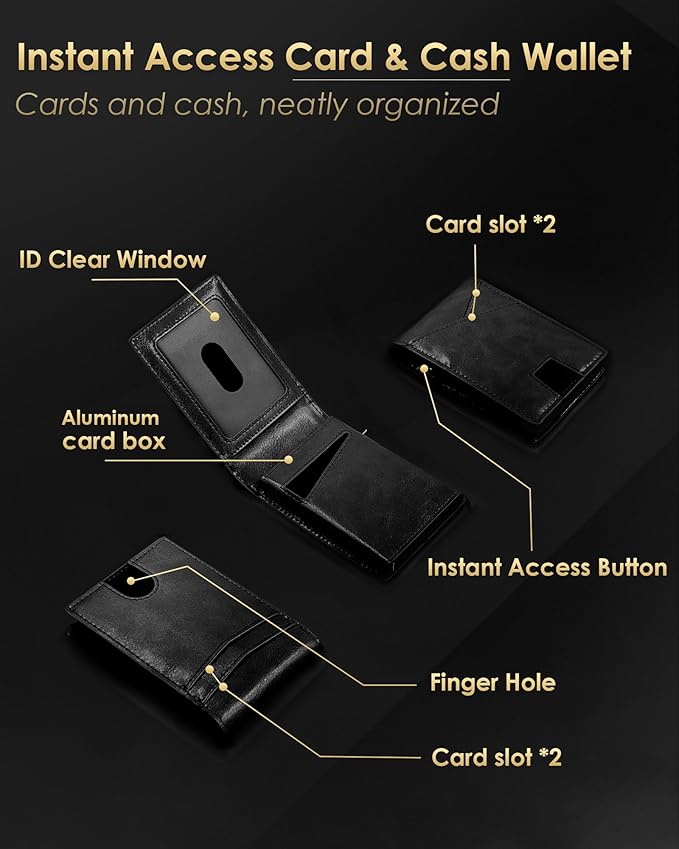 Wallet for Men - RFID Blocking Bifold Slim Minimalist Credit Card Holder Pop Up - Image 5
