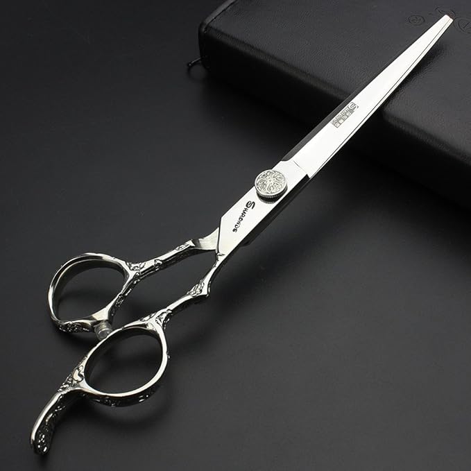 6/7-Inch Professional Hair Scissors Haircut Rose Pattern Hair Scissors Styling Tools Japanese Stainless Steel Scissor Set (7-in cutting scissors)