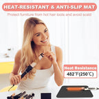 Oversize Silicone Heat Resistant Mat for Curling Irons, Hair Straighteners, Flat Irons and Hot Hair Styling Tools, Portable Wrap Pad Cover for Vanity, Travel, Salon(14.2" x 11.0")