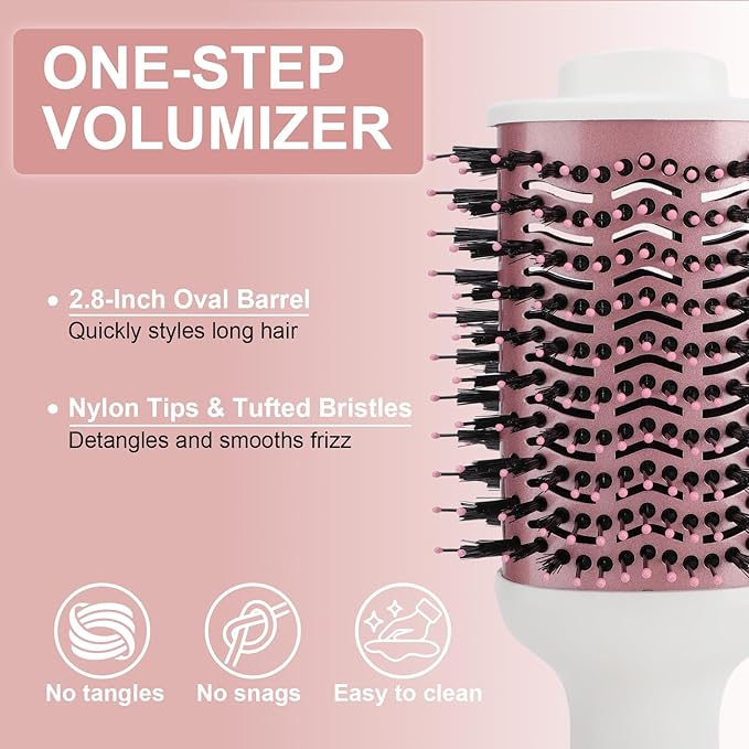 Blow Dryer Brush Hair Dryer Brush in One, 4-in-1 Styler Volumizer with Oval Titanium Barrel, Hot Air Ionic Straightener for Smooth Frizz-Free Volume
