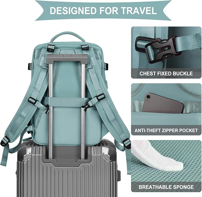 coowoz Large Travel Backpack For Women Men, Carry On Rucksack Flight Approved - Image 7
