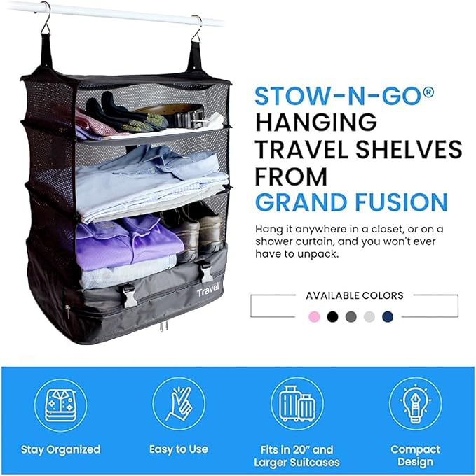 Grand Fusion Stow-N-Go Travel Luggage Organizer – Portable Hanging Travel - Image 9