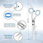 Sirabe 11 PCS Hair Cutting Thinning Scissors Set, Sapphire Professional Haircut Scissors Kit Stainless Steel Barber Texturizing Shears Tools for Salon Hairdressing Home