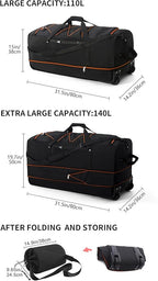CONTAIL 32”110L Expandable 140L Rolling Duffle Bag - Image 4