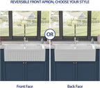 Dcolora Double Bowl Farmhouse Kitchen Sink Reversible Front Apron White - Image 5