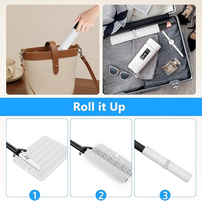 Quccefods Heat Resistant Mat Oversize Curling Iron Mat Silicone Hot Hair Tools Mat for Hair Straightener,Flat Irons,Hair Styling Tools Countertop protection Portable Travel Mat 14.2" x 11"