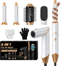 5 in 1 Blow Dryer Brush,Hair Dryer Brush with Detachable Air Styler,Negative Ionic Magic Hair Styler,Hot Air Brush for Women Volumizer,Straightener,Drying