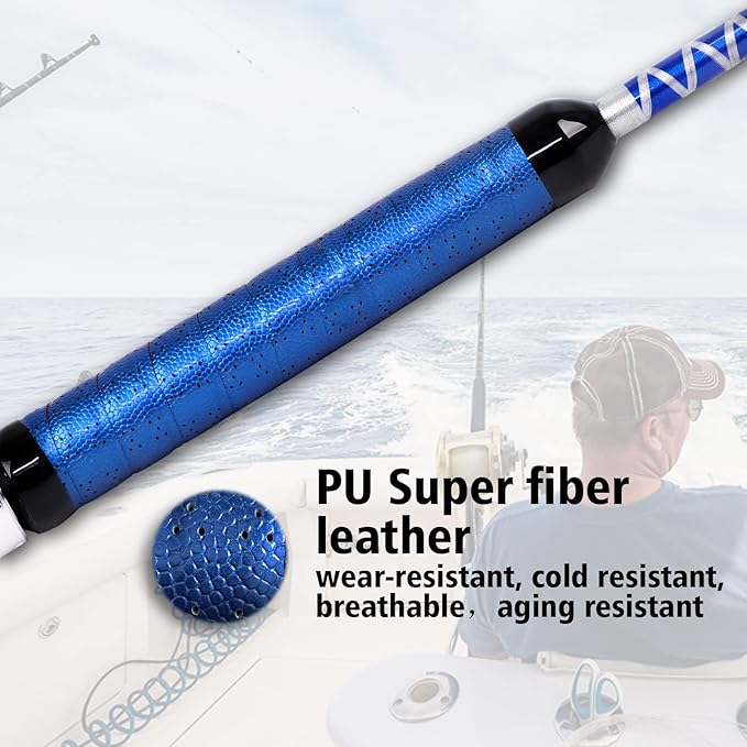Fiblink Bent Butt Fishing Rod 2-Piece Saltwater Offshore Trolling Rod - Image 3