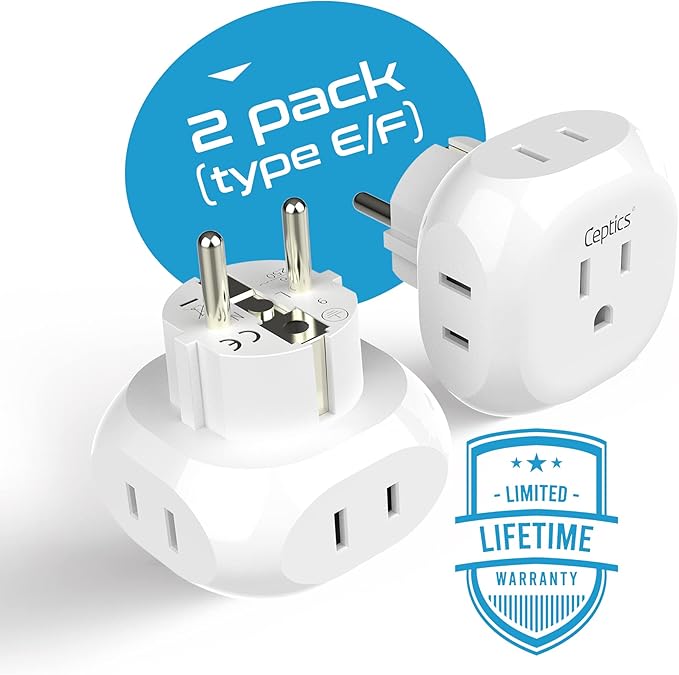 Ceptics European Schuko Travel Plug Adapter Germany France Adapter Charger 4 - Image 3