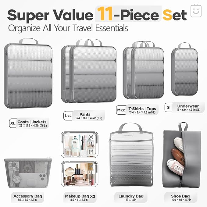 Veken 11 Set Compression Packing Cubes - Image 2