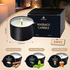3 Pack Massage Oil Candles 2.35oz Low Temp Massage Candle Wax Spa Therapy Body Oil Valentines Gifts for Relaxation, Couples, or Self-Care (2.35 oz, Eucalyptus Mint, Cedar Sandalwood, Caramel Whisky)