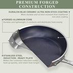 Healthy Duralon Blue Ceramic Nonstick Cookware Set (Clay / 12pc Set)