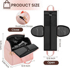 Wig Storage Bag Holds 3 Wigs Hair Tools Travel Bag Full-Open Breathable Organizer Case for Clips, Hair Dryer, Flat Curling Iron Brushes,Cosmetic Toiletry Tote Christmas Gift for Women Stylist